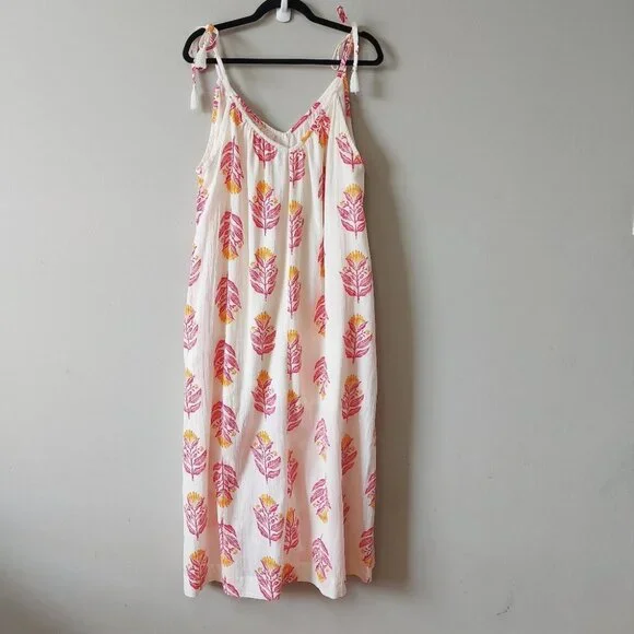 Old Navy Tie Shoulder Floral Sleeveless Maxi Swing Dress Medium Pockets Flowy - Picture 2 of 12